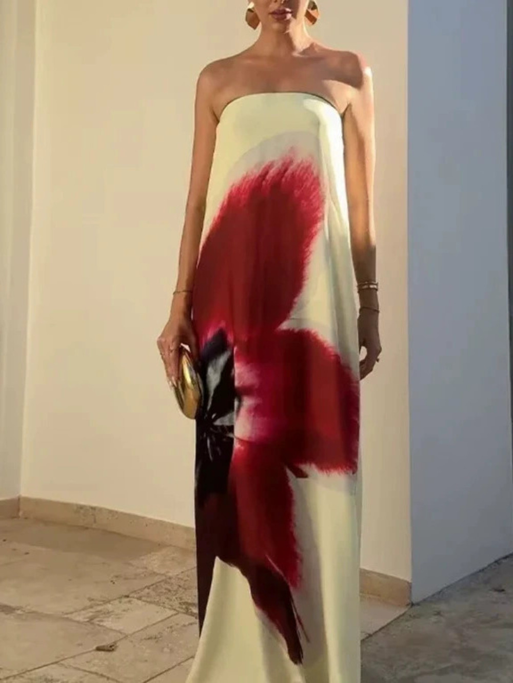 ZARA Summer Color Block Strapless Sexy Long Dress